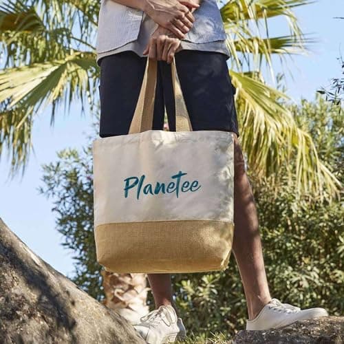 Sac Marraine d'Amour | Cabas de Plage Courses Coton et Toile de Jute Idée Cadeau Femme