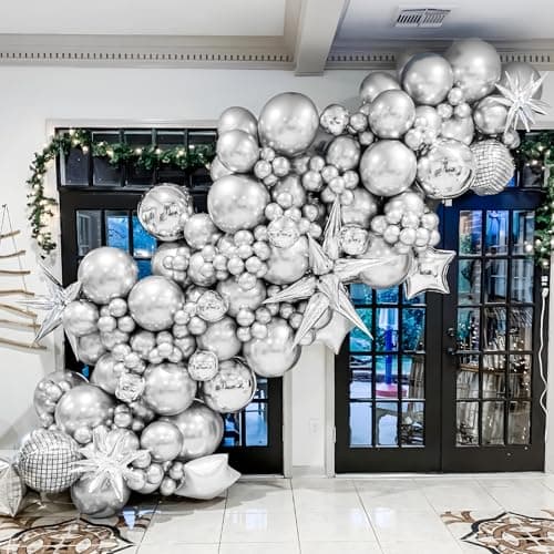 Unisun Ballons argentés métallisés, 50 pièces, 12 pouces, en argent chromé, ballons argentés, pour femmes, hommes, garçons, fêtes, anniversaire, mariage, fiançailles, anniversaire, fête