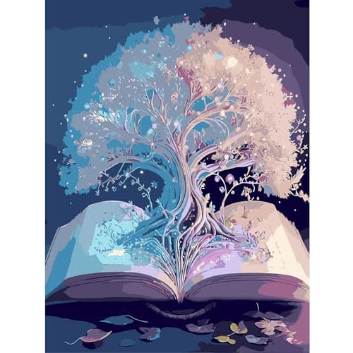 feelive Peinture par Numéro pour Adulte, Arbres Kit de Peinture à l'huile sur Toile Bricolage pour Enfant Débutants Avec Pinceau Pigment Acrylique 30x40cm