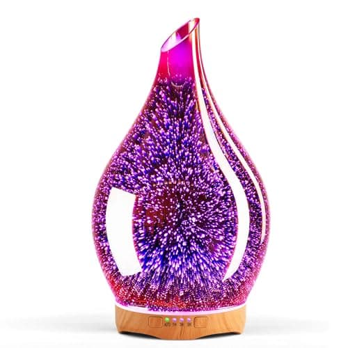Porseme Humidificateur diffuseur d'arômes 280ml,humidificateur ultrasonique 3D en or rose, silencieux,7 LED changeantes de couleur,humidificateur d'ambiance sans BPA, décoration pour la maison,le yoga