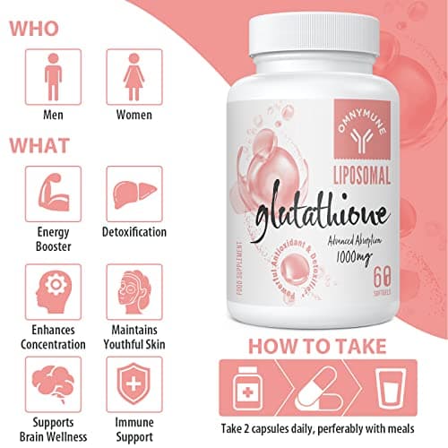 Glutathion Liposomal 1000 mg avec Vitamine C et Acide Hyaluronique – L-Glutathion Réduit, 180 Gélules, Sans Gluten, Sans OGM