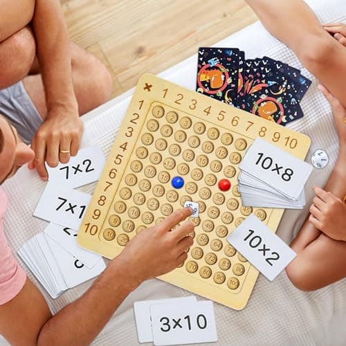 Jeux de Plateau Table de Multiplication en Bois, Tableau de Multiplication Jeu de Société de Multiplication Montessori, pour Les Enfants Jouets éducatifs Cadeau