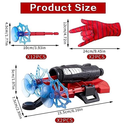 Lot de 2 Gant de Lanceur Spider, Spider Launcher Gant de Cosplay en Plastique Gant Spider Enfant Lanceur Toile Jouet de Poignet Lanceur de héros Lanceur d'araignée Jouets éducatifs pour Enfants