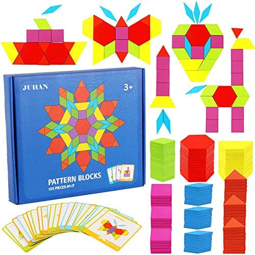 Afunti Puzzle en Bois-Tangram-Jouets Montessori-Jouets éducatifs classiques-155 Formes géométriques et 24 Cartes