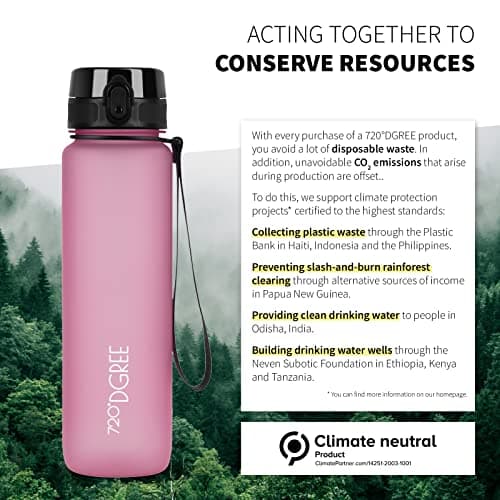 720°DGREE Gourde d'Eau 1l “uberBottle“ +Fruit-Infuseur softTouch - Sans BPA, Anti-fuite - Bouteille, water bottle idéale pour Enfants, Sport, Randonnée, Gym, Camping, Université, Voyage, Travail, Yoga