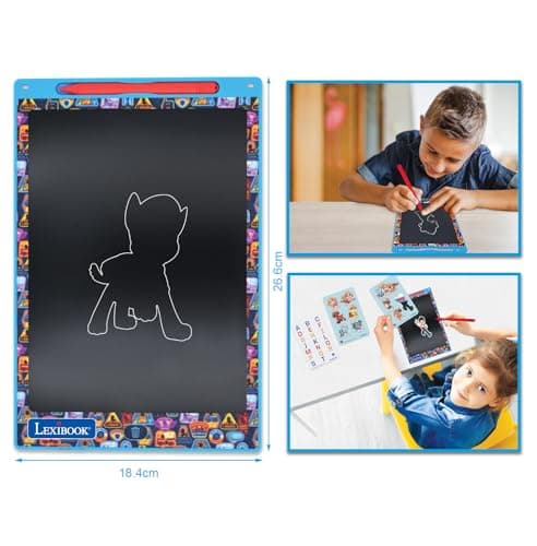 Lexibook, Ardoise Magique La Pat' Patrouille, Jouet Artistique et créatif pour Filles et garçons, Format A4 avec dessins multicolores, Bleu/rouge, CRT10PA