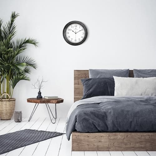 Lafocuse 30cm Horloge Murale Silencieuse Vintage, Rustique Retro Pendule Murale Noir, Shabby Chic Deco sans Tictac pour la Maison Salon Cuisine Chambre Bureau 30cm