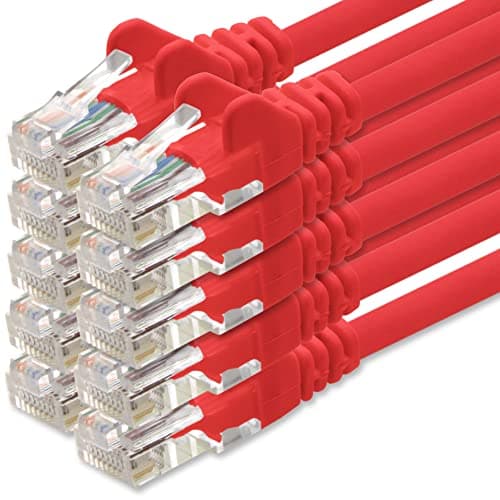 1aTTack.de Câble réseau Cat.6 - rouge - 10x - 0,25m - (jeu) - Câble Ethernet CAT6 Câble Lanka Câble patch 1000 Mbits