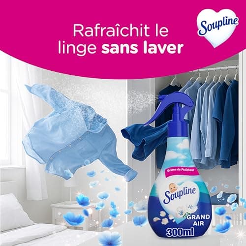 SOUPLINE - Spray Brume de Linge Parfum Grand Air - Brume Parfumée pour Linge de Maison et Vêtements - Complément Idéal à Votre Lessive et à Votre Adoucissant Linge - Lot de 2 x 300 ml