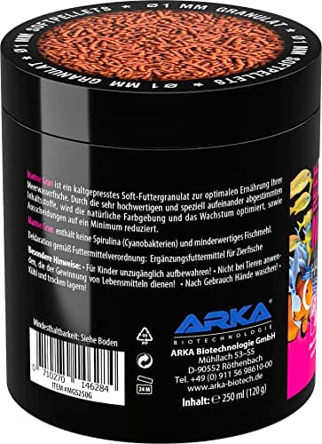 Microbe-Lift Marine Gran - 250 ML - Nourriture pour Poissons en granulés Souples de Haute qualité, favorise la Coloration et la Croissance des Poissons d'eau de mer, pressée à Froid.