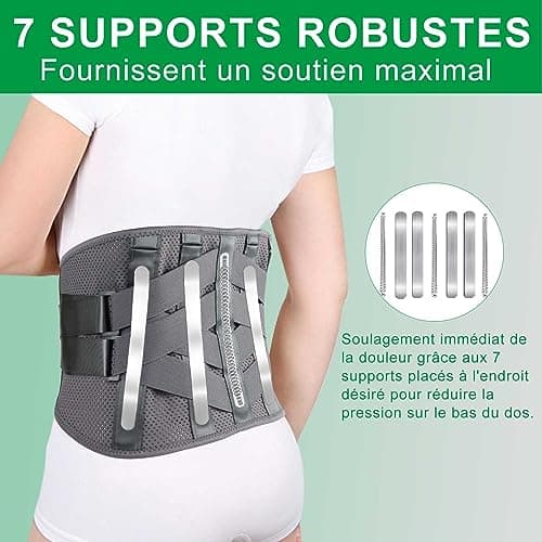 HONGJING Ceinture dorsale chauffante pour le soulagement des douleurs lombaires, ceinture dorsale chauffante alimentée par batterie pour la sciatique et la scoliose (M)
