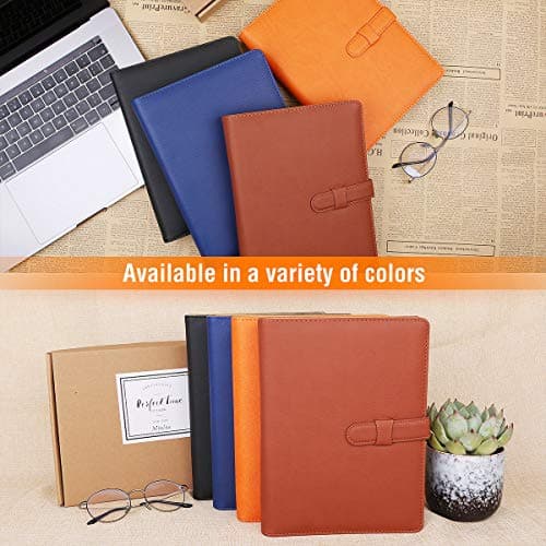 Minlna Carnet en cuir format A5 Rechargeable avec des feuilles volantes 200 pages épaisses Doublure classique avec poche et porte-stylos (Orange)