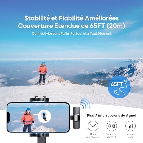 Qhot Micro Cravate sans Fil pour iPhone, Microphone Bluetooth Clip-on Lavalier sans Fil pour Enregistrement vidéo, Diffusion en Direct, Podcast, vlog, Youtube/TikTok (USB-C/ 2MIC)
