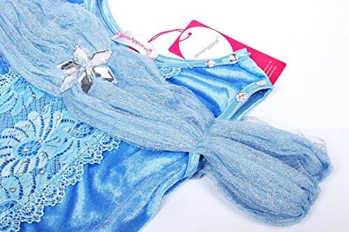 JerrisApparel Robe De Cendrillon Robe De Princesse Costume (140cm, Bleu Ciel avec Accessoires)