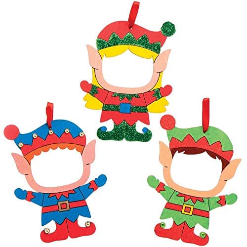 Baker Ross AX399 Décorations De Cadre Photo En Bois Lutin De Noël - Lot De 10, Décorations De Noël Pour Enfants À Concevoir Et Décorer, Artisanat De Noël Fait Maison