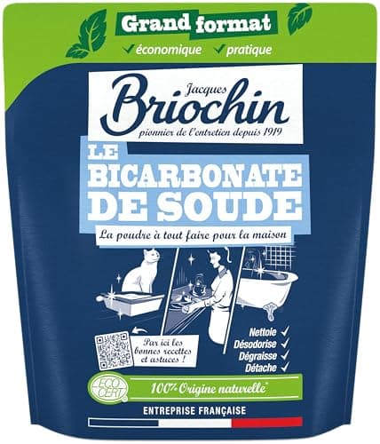 JACQUES BRIOCHIN - Bicarbonate de Soude - Nettoyant Multi-Surfaces - Nettoie, Dégraisse, Désodorise - Sachet Doypack Recyclable - Certifié ECOCERT - Fabriqué En France - 900 g