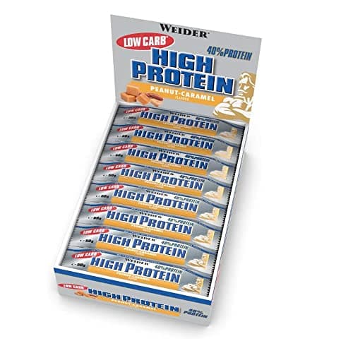 Weider Low Carb High Protein Protein Bar, caramel aux cacahuètes, 24 pièces par boîte, Fitness & Bodybuilding, 24 x 50 g