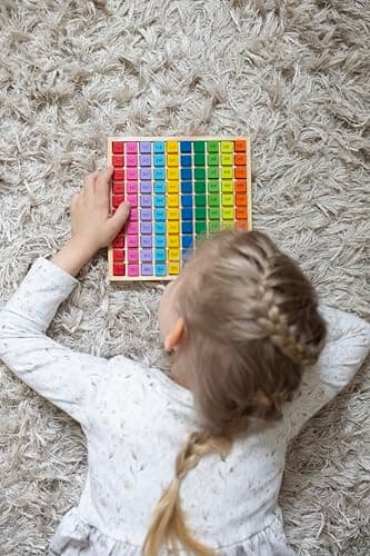 Natureich Montessori Mathématique 1x1 Tableau Garçon et Fille, Enfants à Partir 3 Ans, Planche D’Empilage Et De Tri Éducatif, Jouets en Bois pour Apprends à Compter, Nombres, Motrices, Multiplication