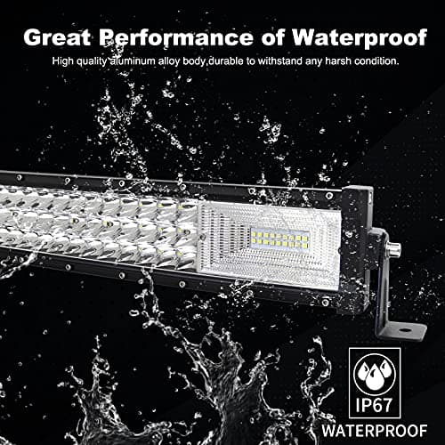 SKYWORLD 134 cm 675W Barre Lumineuse LED Lampe de Travail Incurvé Combo Faisceau de Spot D'inondation DC 12V-24V 6000K avec Faisceau de câbles Atvs Utvs 4x4 Camion Tracteur Offroad Véhicules