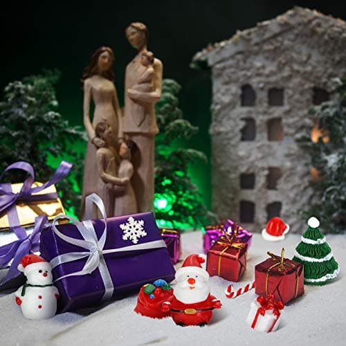 BBTO 43 Pièces Ornements Miniatures de Noël Mini Ornements de Sapin de Noël Bonhomme de Neige Clochette Ours Cabane Château Flocon de Neige pour Les Décorations de Fête de Noël