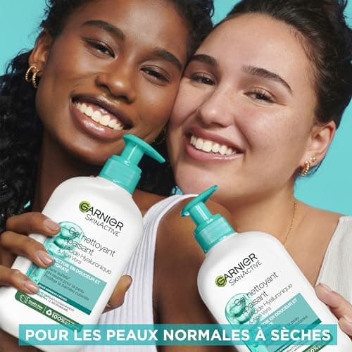 GARNIER Skin Active - Gel Nettoyant Apaisant - pH Neutre - Élimine Maquillage & Impuretés - Hydrate & Repulpe - Enrichi En Aloe Vera, Glycérine & Acide Hyaluronique - Vegan & Cruelty Free - 250 ml