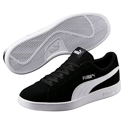 PUMA Smash V2, Baskets Mixte, Puma Noir Puma Blanc Puma Gris Métallisé, 43 EU