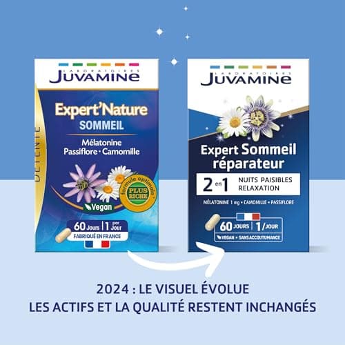JUVAMINE Expert'Nature Sommeil Mélatonine Passiflore Camomille 60 Gélules