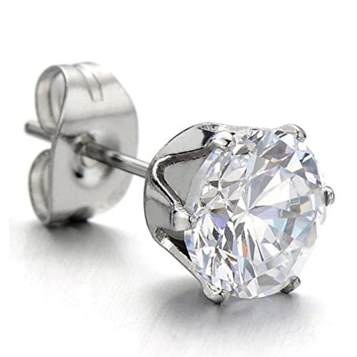 1 Paire 4MM Zircon Cubique - Clous d'oreille - Boucles d'oreilles Homme Femme - Acier Inoxydable - Couleur Argent