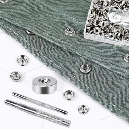 HEKOBAG 300 Pièces Boutons Pression en Métal, 15mm Kit de Fixation Bouton Pression, Boutons Pression à Coudre avec Outils en Métal, Pression Metal Couture pour Jeans, Vêtements, Sacs, Cuir, Artisanat