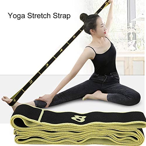 Yoga Stretch Strap, 34.6in Sport Fitness Indoor Yoga Force Training Resistance Belt Stretch Band Flexibility Trainer Stretching Strap for Physical Therapy, Pilates, Dance & Gymnastics(Jaune)