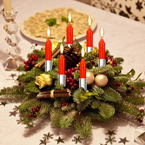 Aitsite Lot de 6 bougeoirs argentés - 2,5 x 11 cm - Couronne de l'Avent - Bougeoirs avec capuchon et pince à épiler pour bougies à tige - Décorations de Noël - Couronnes de l'Avent et décorations de
