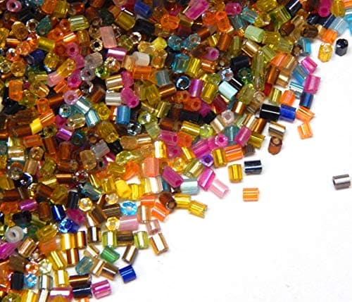 Lot de 4500 perles de rocaille en verre de 2 mm x 1,7 mm - Perles de rocaille - Tubes - Baguettes - Perles poney - Couleurs mélangées