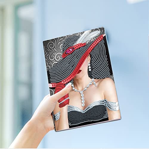 DCIDBEI DIY Cahier d'écriture de Dame en Robe Noir Carnet de peinture au diamant Bloc Note Fournitures Scolaires Rentrée scolaire,Diamond Painting Cadeaux d'anniversaire A5 50 Feuilles100 Pages