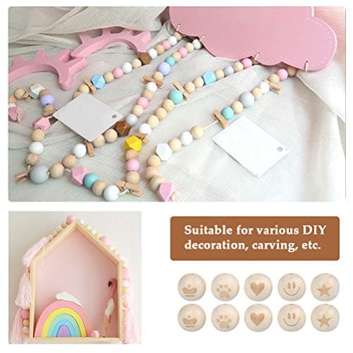 FOROREH 485pcs Perles en Bois, 8 Tailles Naturel Perles en Bois Boules de Bois avec Ficelle pour l'artisanat et Le Bricolage - 6 mm, 8 mm, 10 mm, 12 mm, 14 mm, 16 mm, 18 mm, 20 mm