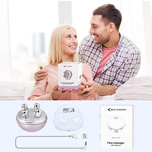MYCARBON Massage Visage Anti Rides Appareil Visage EMS Microcourant Rouleaux Massage de Beauté Electrique Anti Age Régénération du Collagène