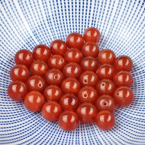 MJDCB 6mm 60 pièces Agate Rouge Perle Pierre Naturelle Ronde en Vrac Perles Semi Precieuse pour Fabrication de Bijoux de Bracelets et de Colliers