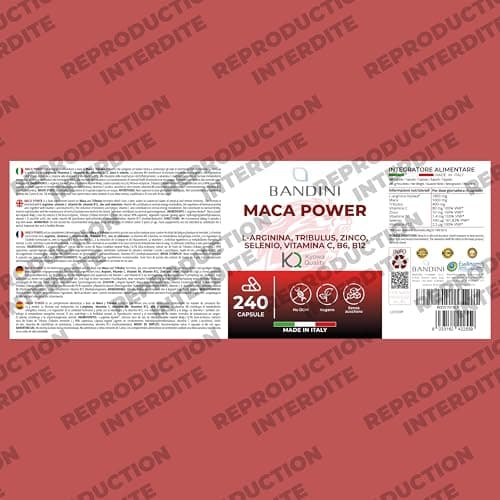 Bandini® MACA POWER 240 Gélules - Maca noire enrichi avec Arginine Kyowa® + Tribulus + Vitamine C + Zinc + B6 + B12 + Sélénium - Anti-stress, augmente Endurance et Énergie - 100% Vegan