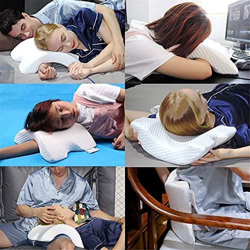 ALEVMOOM Oreiller de Bras pour Couples,Oreiller pour Bras de Dormeur Latéral,Oreillers Câlins,Oreillers Oreiller de Repos de Bras Cou en Mousse à Mémoire,Oreillers Ergonomiques pour la Nuque (Blanc)