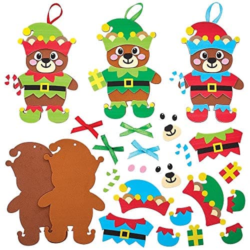 Baker Ross Decorations motif Ours Lutin de Noel - Lot de 8, Loisirs Créatifs Noel (FX288)