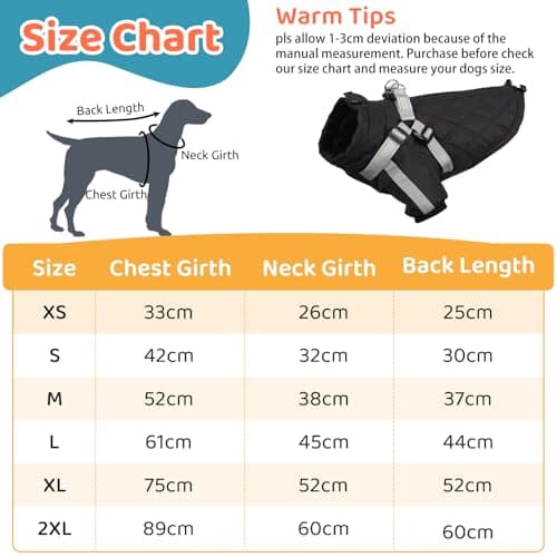 CITÉTOILE Manteau Chaud pour Chien, Veste Coupe-Vent pour Chien par Temps Froid, vêtement d'hiver pour Chien avec Fermetures éclair et Poignets Amples pour Chiens de Petite et Moyenne Taille, S