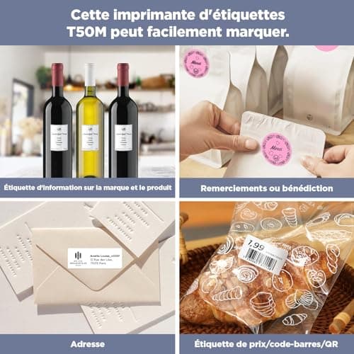 SUPVAN T50M PRO Label Tapes, étiquettes thermiques autocollantes pour la maison, l'école, le bureau et le commerce, 40 mm x 30 mm, 250 Pièces/Rouleau (Blanc)