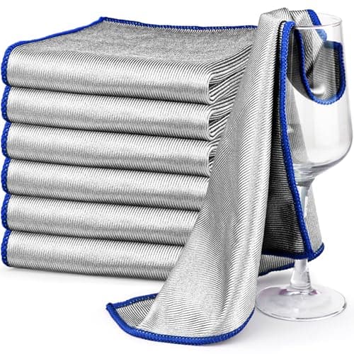 Ekedalen Chiffon Magique Microfibre, 6X Serviette sans Trace Absorbant Polissage, Lingette Essuie Vitre Verre Lunette Miroir Vaisselle Cuisine Menage Voiture, Torchon Nettoyage Réutilisable Lavable