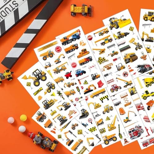 12 Pcs Autocollant Enfant, Autocollant de Camion de Construction Garçon, Stickers Scrapbooking Enfant, Autocollant 3D, Autocollants Enfants Gonflés, pour Sacs de Fête pour Enfants, Récompense Stickers