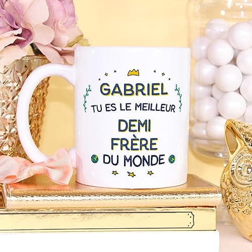 Mugffins Tasses Personnalisables pour DEMI-FRÈRE - En Français - Cadeau Personalisé- Meilleur du Monde - 11 oz / 330 ml