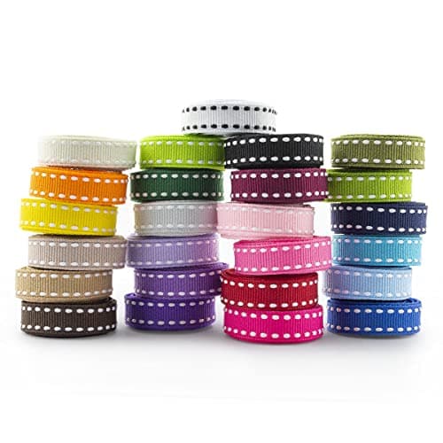Summer-Ray 75 verges 3/8" (9mm) Ruban Gros-Grain avec bordure cousue en 25 couleurs - Pack de valeur de 3 verges par couleur