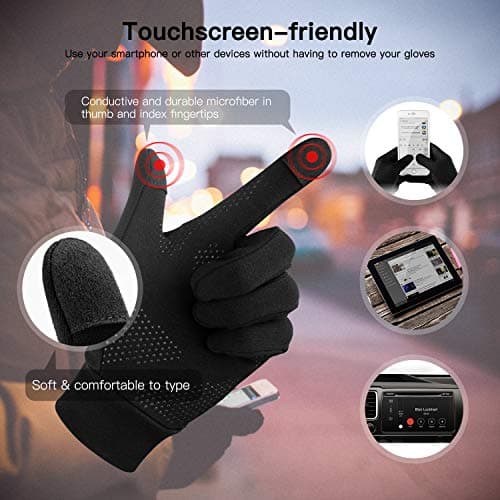 Unigear Gants Doublure Chauffants, sous Gants à Écran Tactile Gants de Cyclisme Gants de Course à Pied Coupe-Vent Respirant Antidérapant Idéal pour Vélo Exercice Sport Running Ski Snowboard Moto