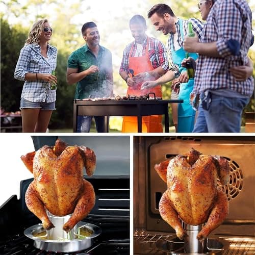 Bibykivn Vertical Rôtissoire à Poulet, Support de Poulet pour Canette de Bière, Support à Poulet en Acier Inoxydable Amovible, Passe au Lave-Vaisselle pour Four, Barbecue, Camping