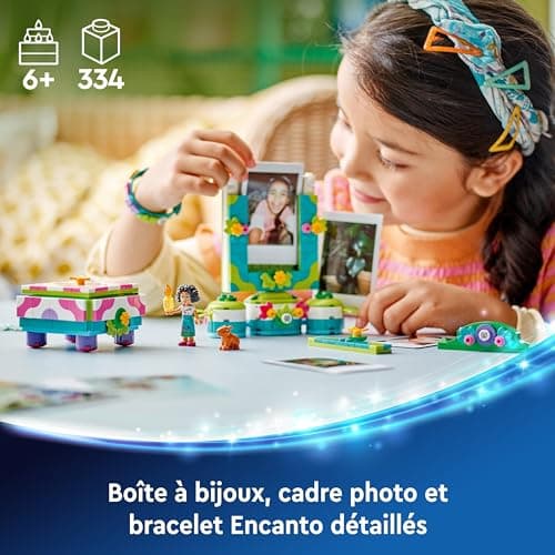 LEGO ǀ Disney Encanto Le Cadre Photo et la Boîte à Bijoux de Mirabel, Set de Construction pour Enfants, Bracelet à Porter, Figurine de Mirabel Madrigal, Cadeau pour Filles et Garçons Dès 6 Ans 43239