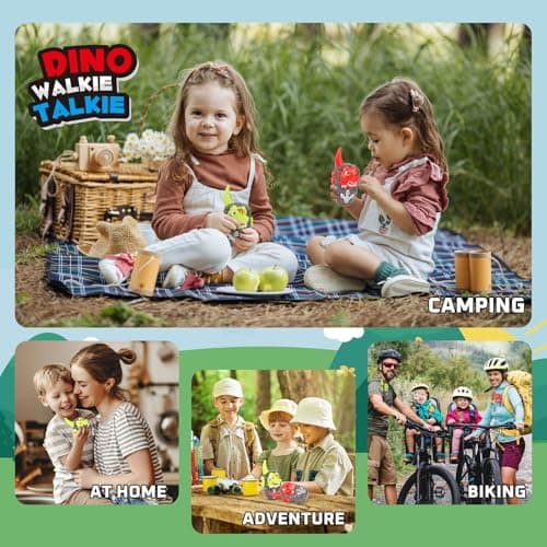2 Paquets de talkies-Walkies Dinosaures pour Enfants, Jouets d'intérieur et d'extérieur d'une portée d'un Demi-Mile pour Les garçons âgés de 3 à 5 Ans