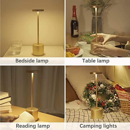 Hapfish Lampes de table sans fil, lampe de bureau LED rechargeable 8000mAh avec télécommande, 3 modes de couleur, lumières modernes à piles pour chambre, bureau, salle à manger